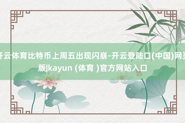 开云体育比特币上周五出现闪崩-开云登陆口(中国)网页版|kayun (体育 )官方网站入口